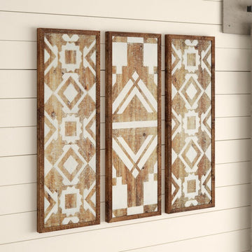 Buand 3 Piece Abstract Wood Wall Decor Set